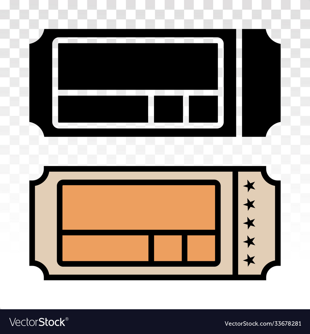 Movie cinema ticket flat icons on a transparent Vector Image Movie cinema ticket flat icons on a transparent