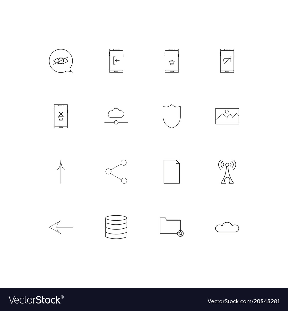 Network and database linear thin icons set