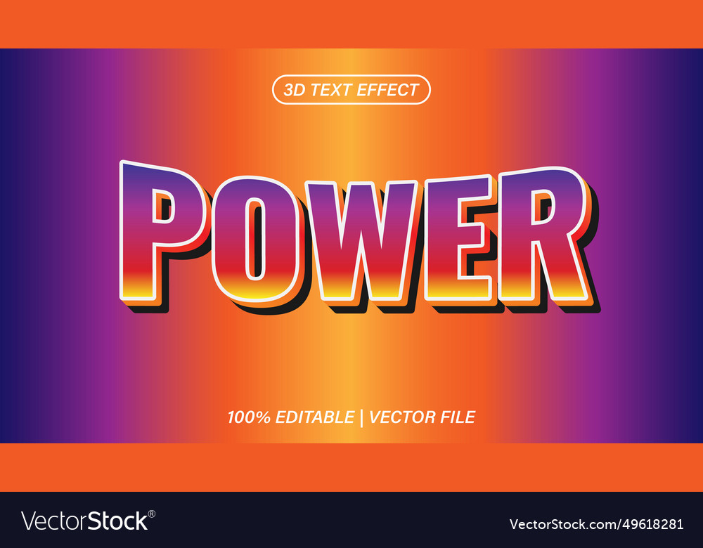 Power orange background 3d text effect editable vector image Power orange background 3d text effect editable