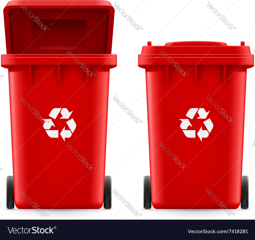 Red Trash Buckets with Arrow