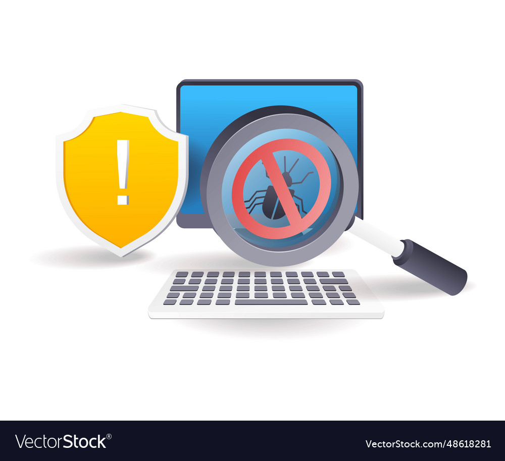 Search for malware viruses in computer systems vector image Search for malware viruses in computer systems