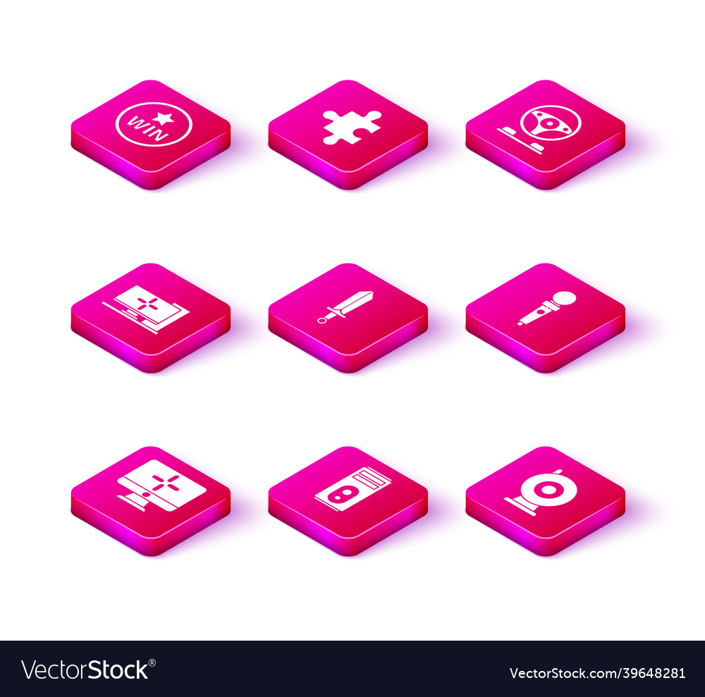Set Computer Monitor Schwert für Spiel Web-Kamera vector image Set Computer Monitor Schwert für Spiel Web-Kamera