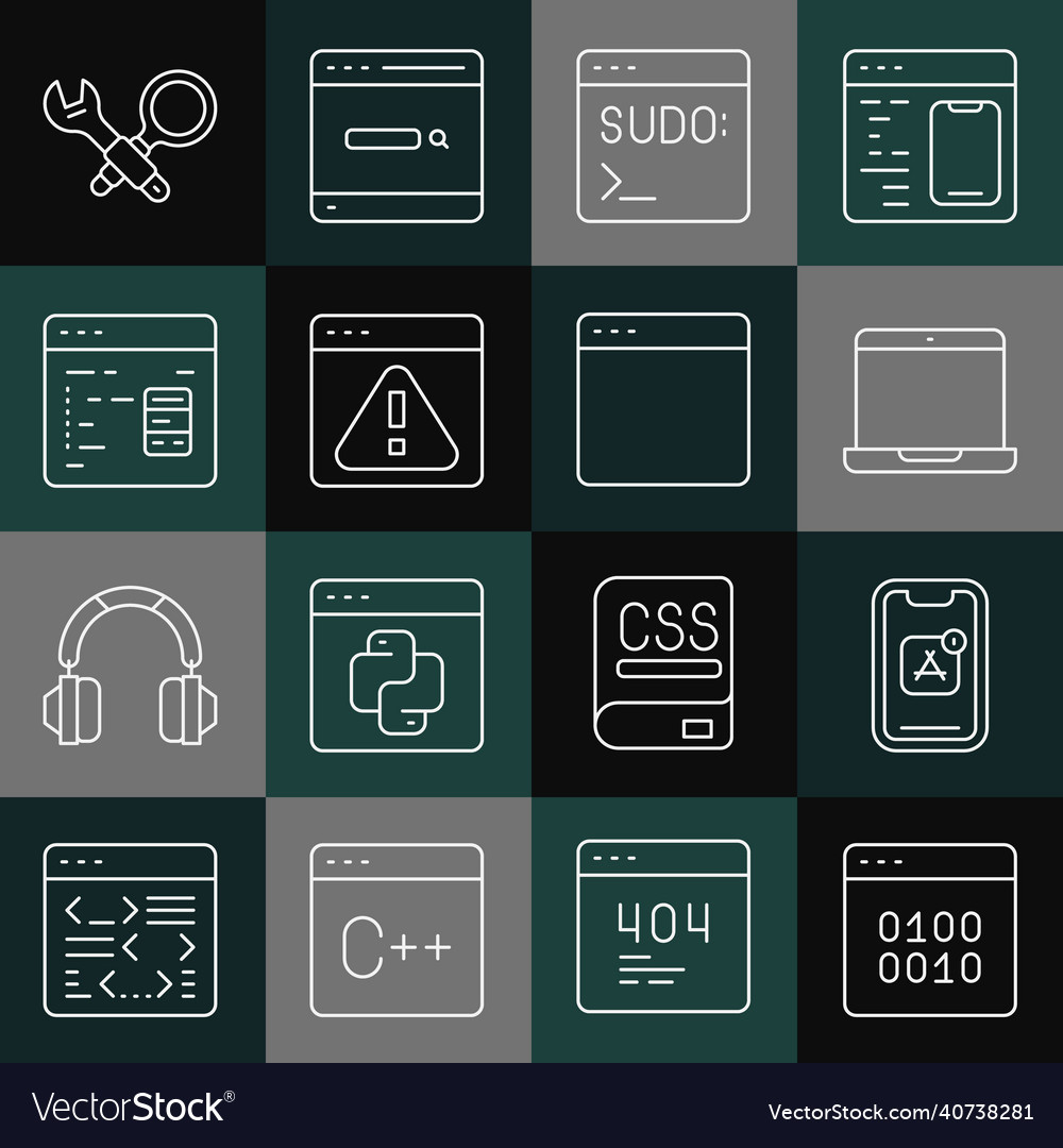 Set line binary code mobile apps laptop vector image Set line binary code mobile apps laptop