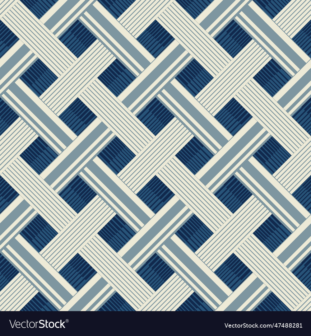 Tonal blue and beige striped lattice pattern Vector Image