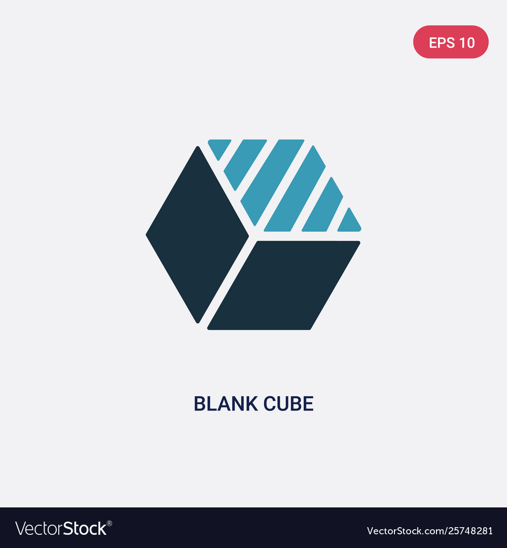 Two color blank cube icon from shapes concept vector image Two color blank cube icon from shapes concept