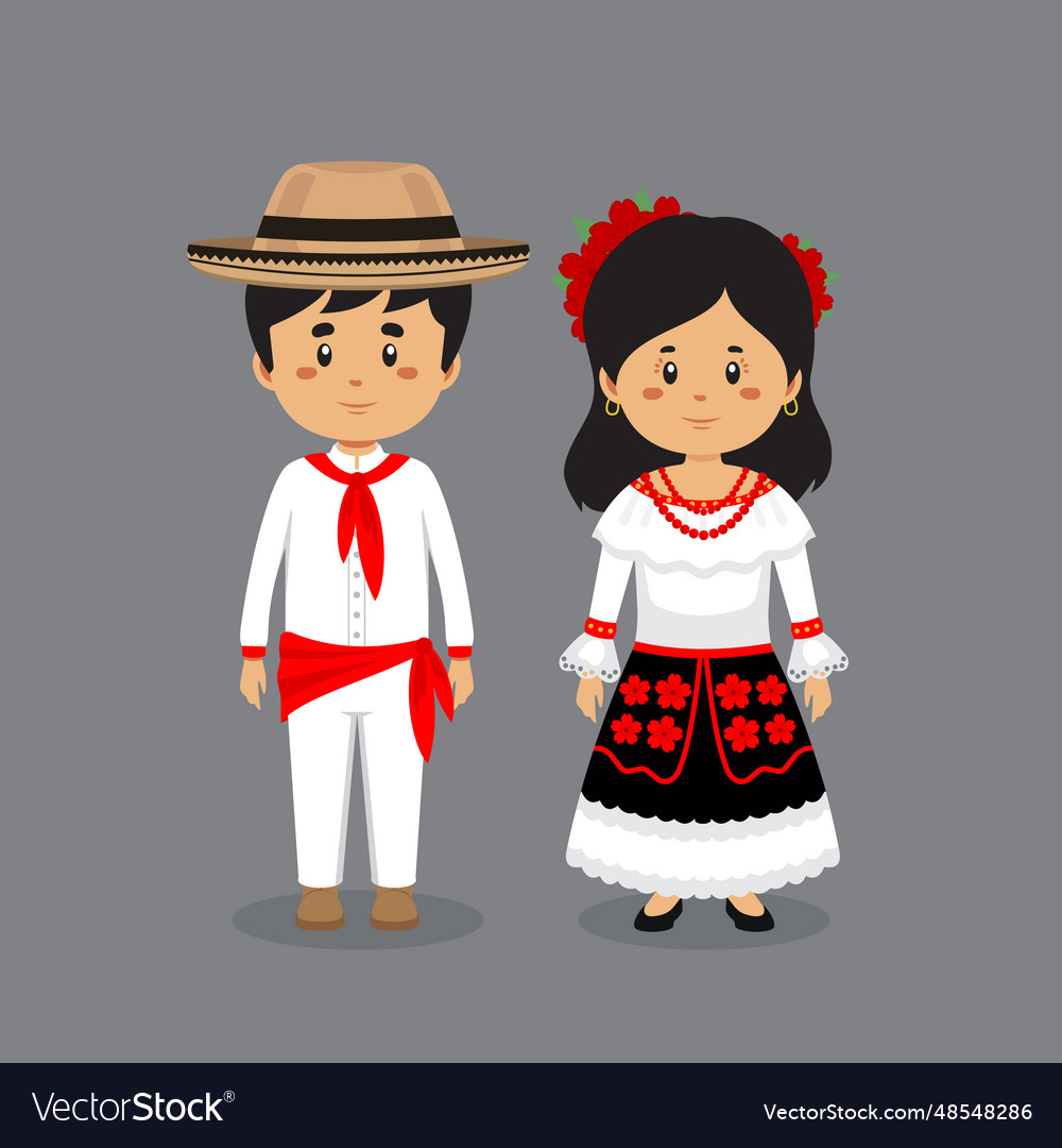 Couple character wearing columbia national dress Vector Image