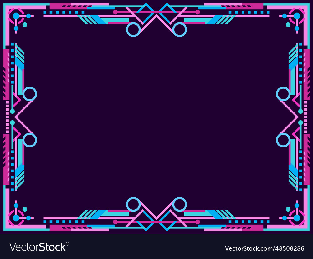 Cyberpunk frame linear border in futuristic Vector Image Cyberpunk frame linear border in futuristic