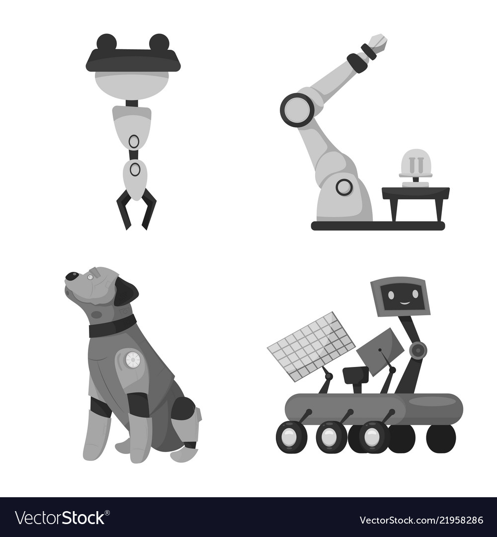 Design of robot and factory icon set vector image Design of robot and factory icon set