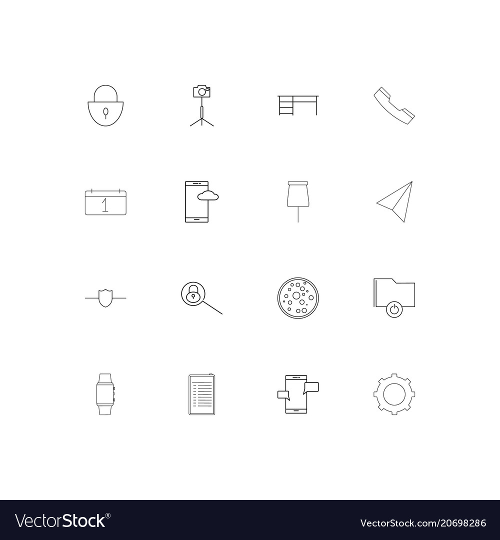 Devices simple linear icons set outlined