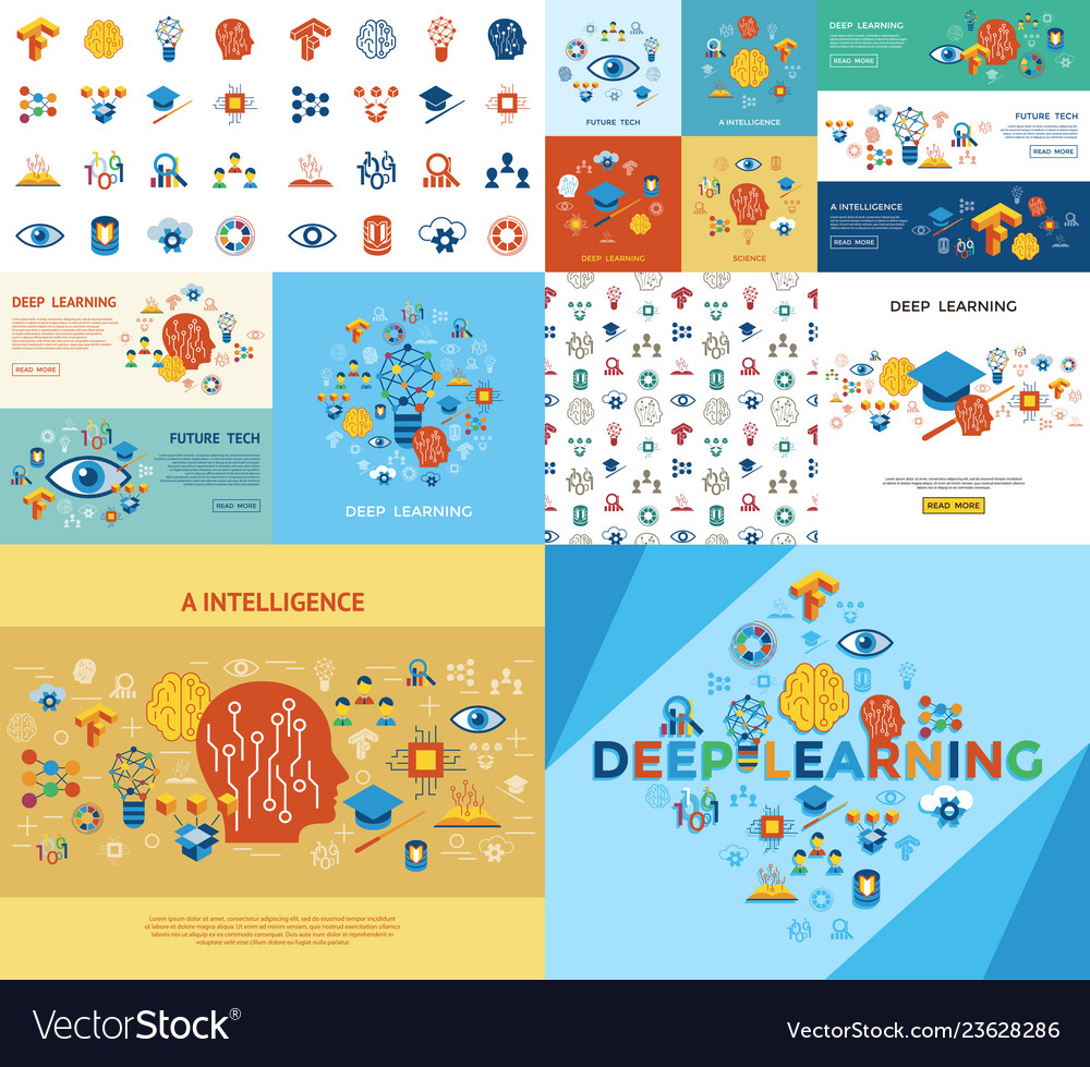Digital deep learning vector image Digital deep learning