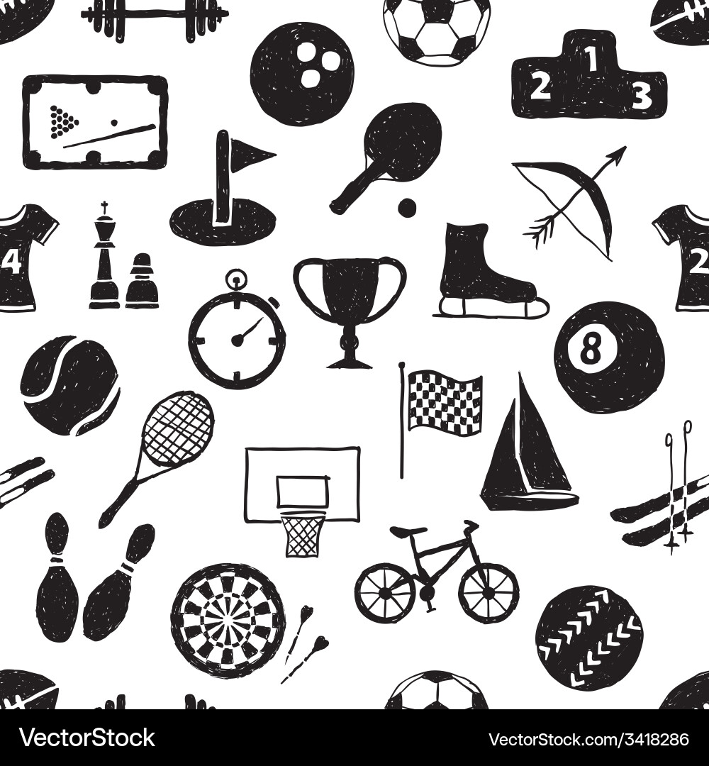 Doodle sport seamless pattern Royalty Free Vector Image