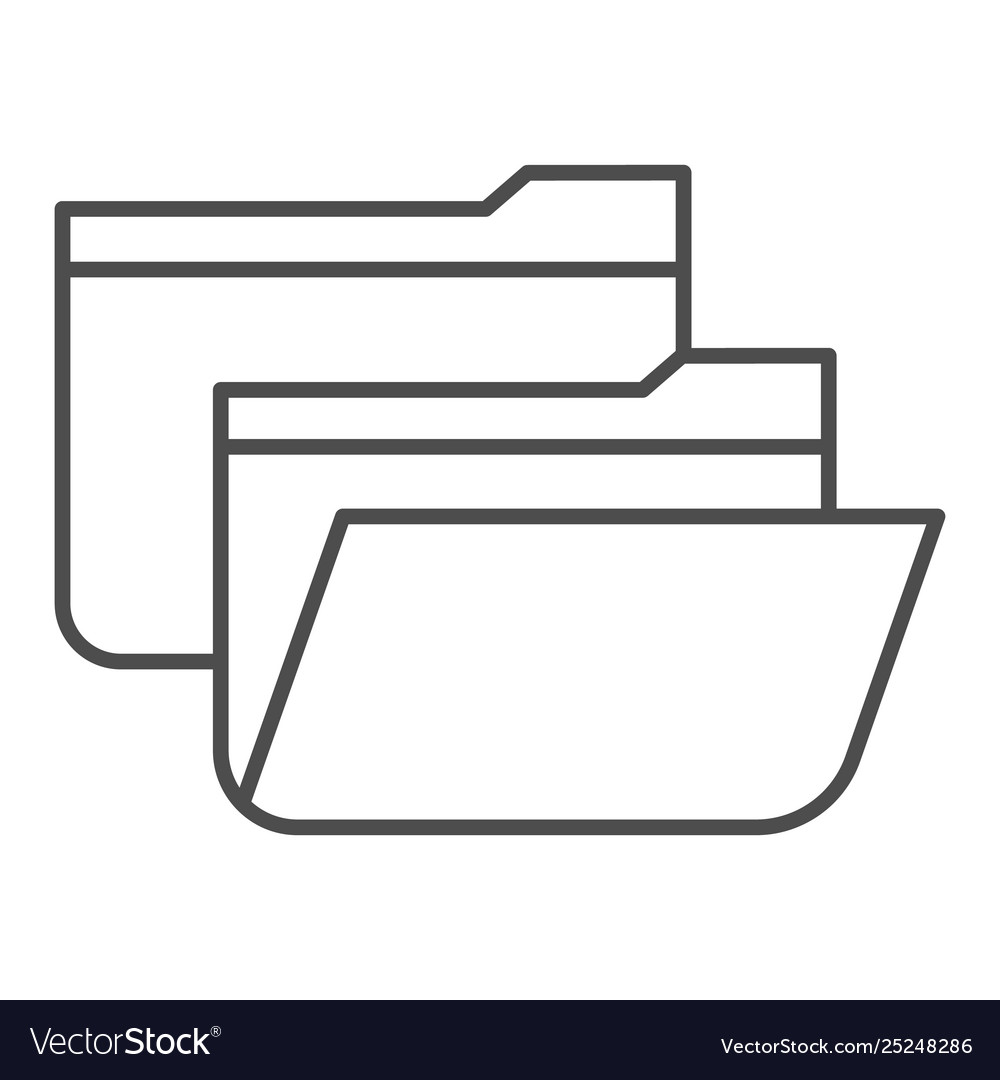 Folders thin line icon two file vector image Folders thin line icon two file