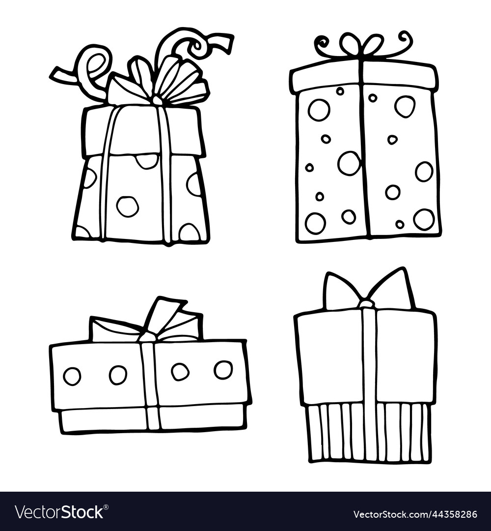 Gift box set on white background hand drawn Vector Image