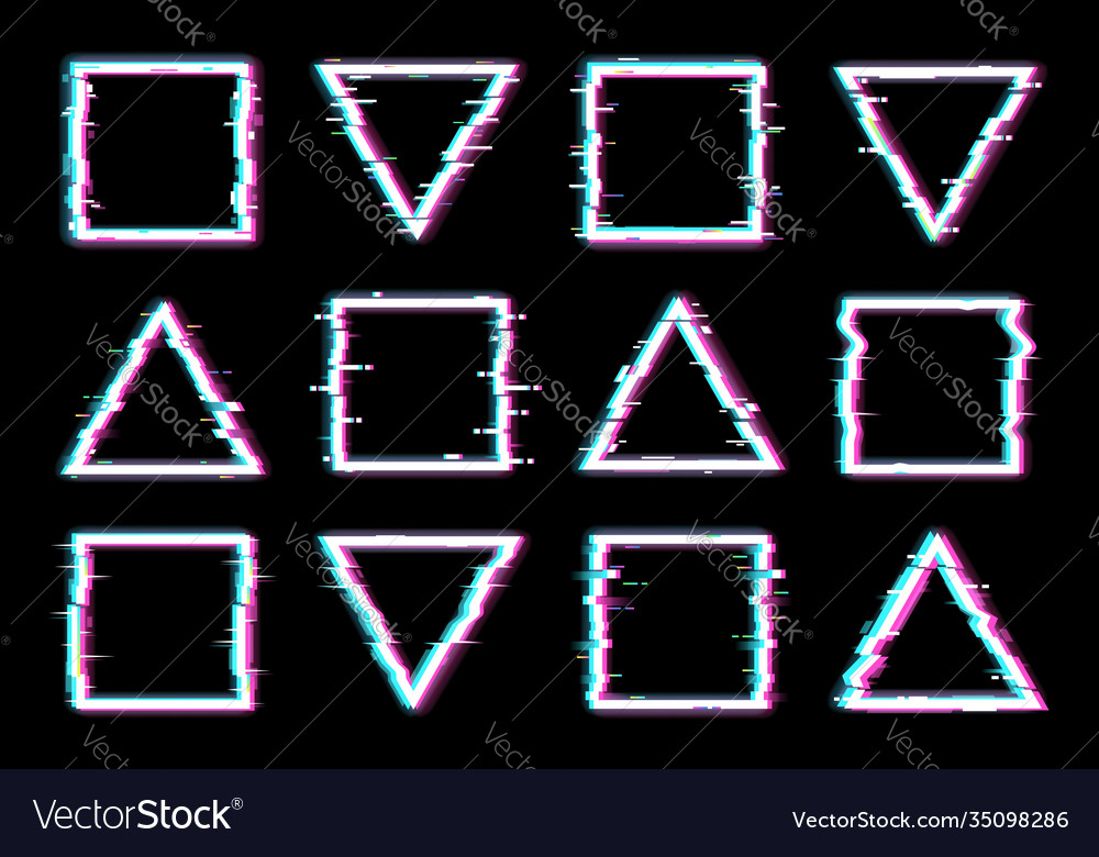 Glitch frames distorted glitched borders Vector Image