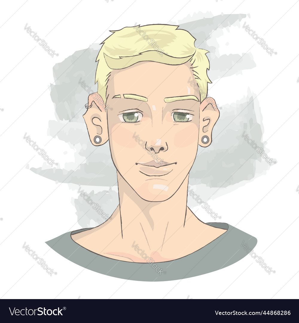 Handsome blond young man face smiling Royalty Free Vector