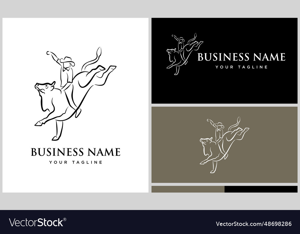 Line art bucking bull logo