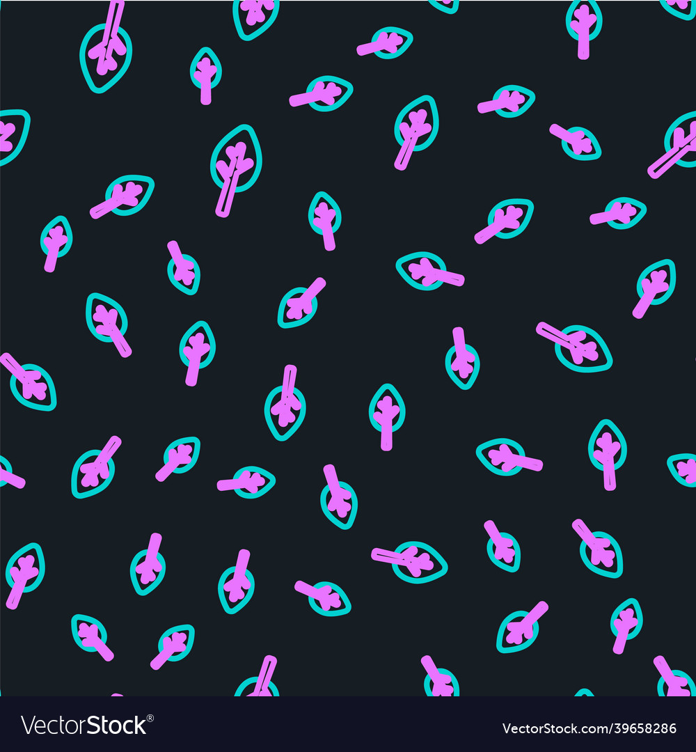 Line tree icon isolated seamless pattern on black vector image Line tree icon isolated seamless pattern on black