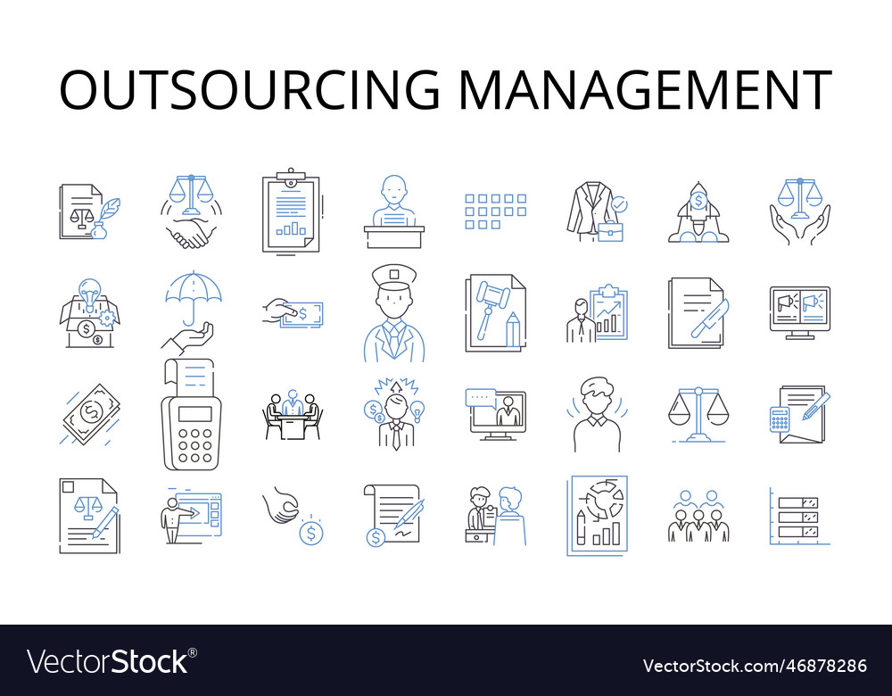 Outsourcing management line icons collection