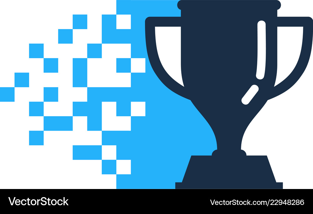 Pixel trophy logo icon design Royalty Free Vector Image