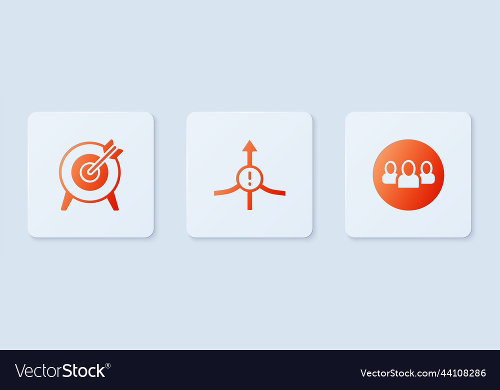 Set arrow target and project team base white vector image Set arrow target and project team base white