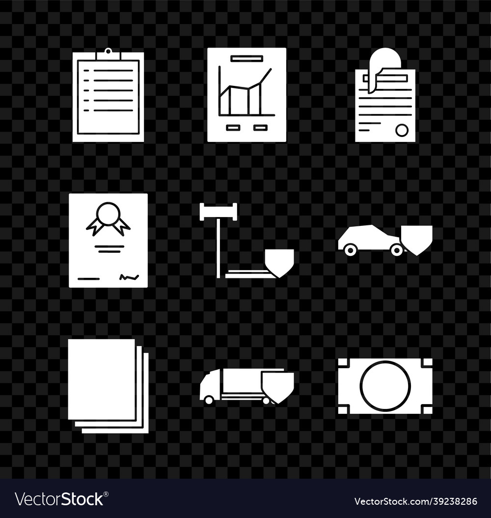 Set clipboard with checklist document graph chart vector image Set clipboard with checklist document graph chart