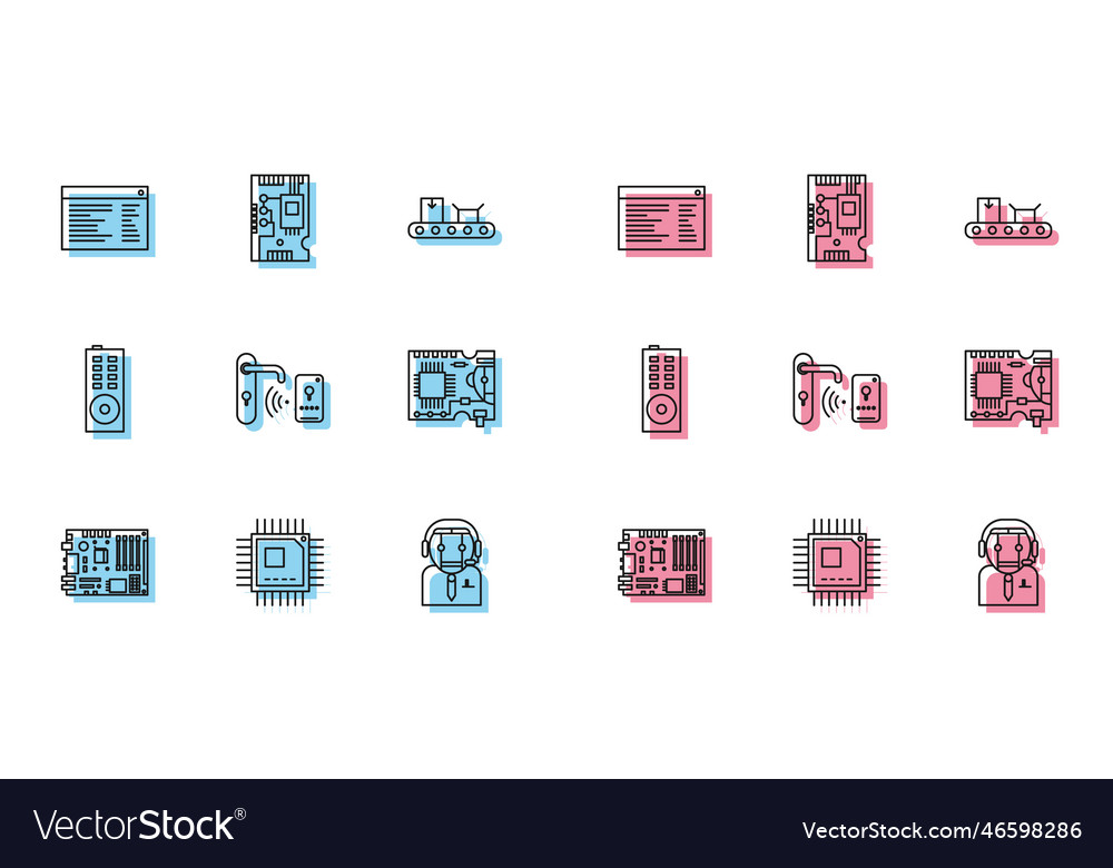 Set line electronic computer components Vector Image Set line electronic computer components