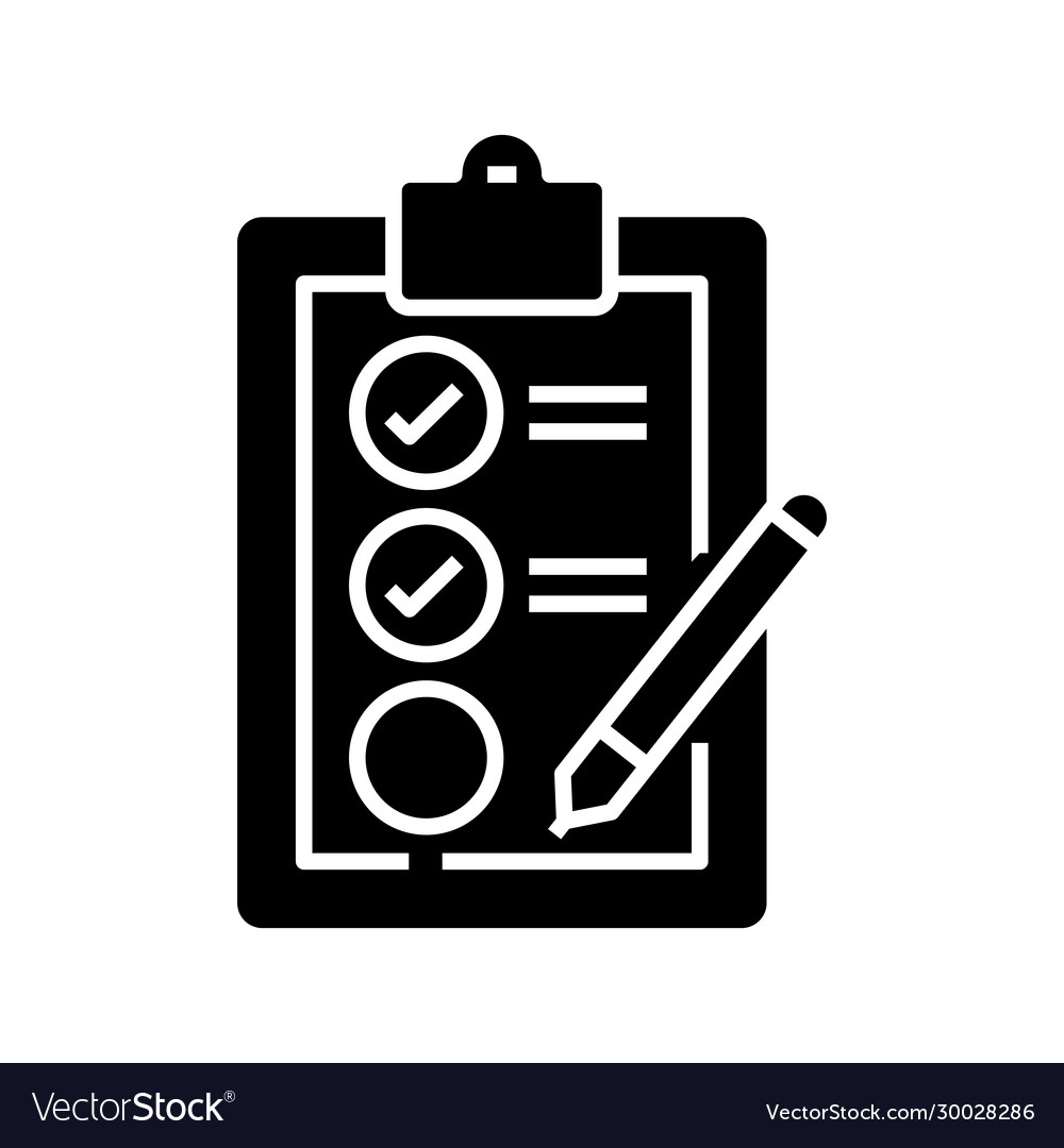 Test completion black icon concept Royalty Free Vector Image