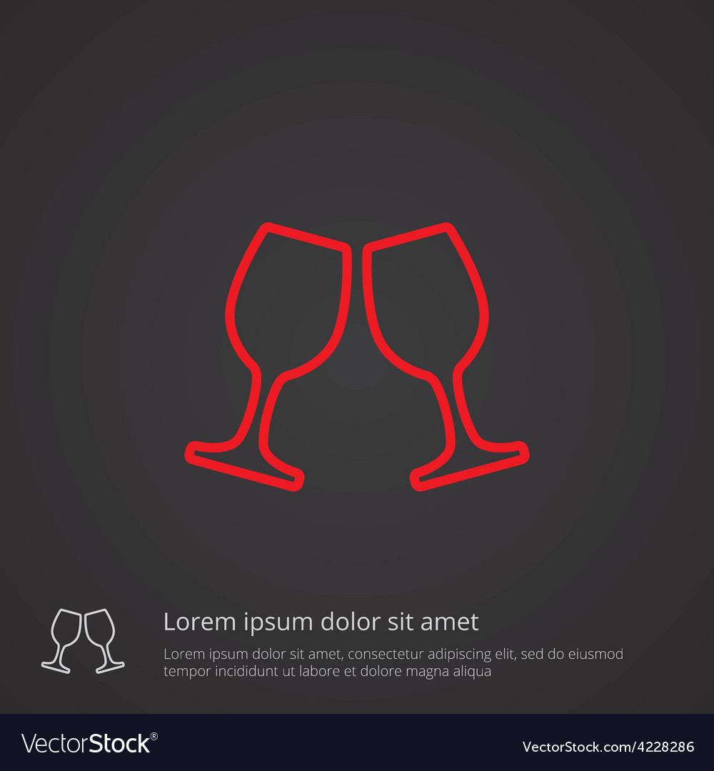 Wineglasses Umriss Symbol rot auf dunklem Hintergrund