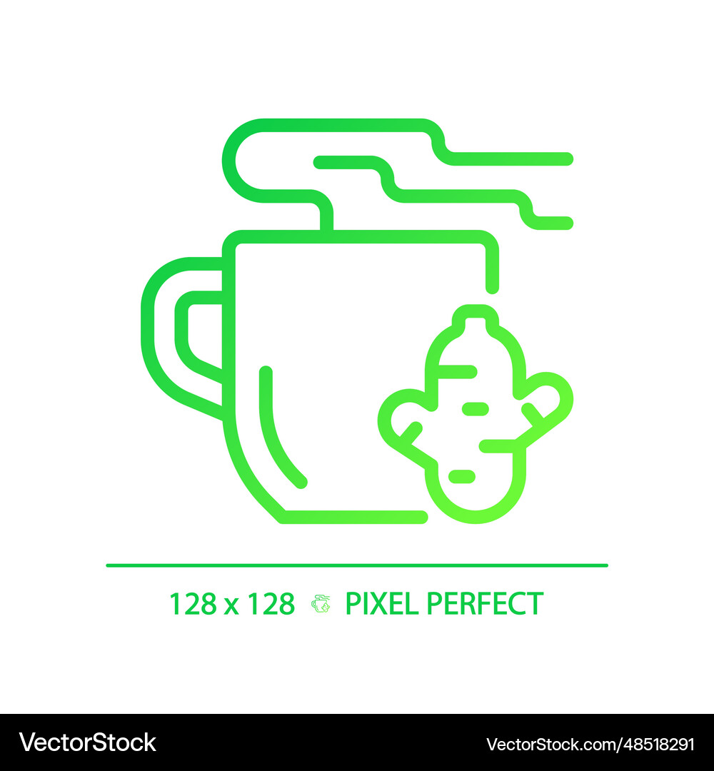 2d thin linear green gradient ginger tea icon Vector Image