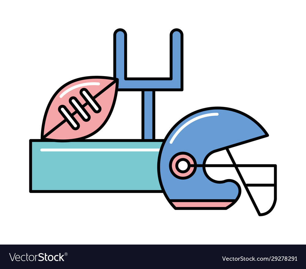 American football sport balloon with goal camp Vector Image