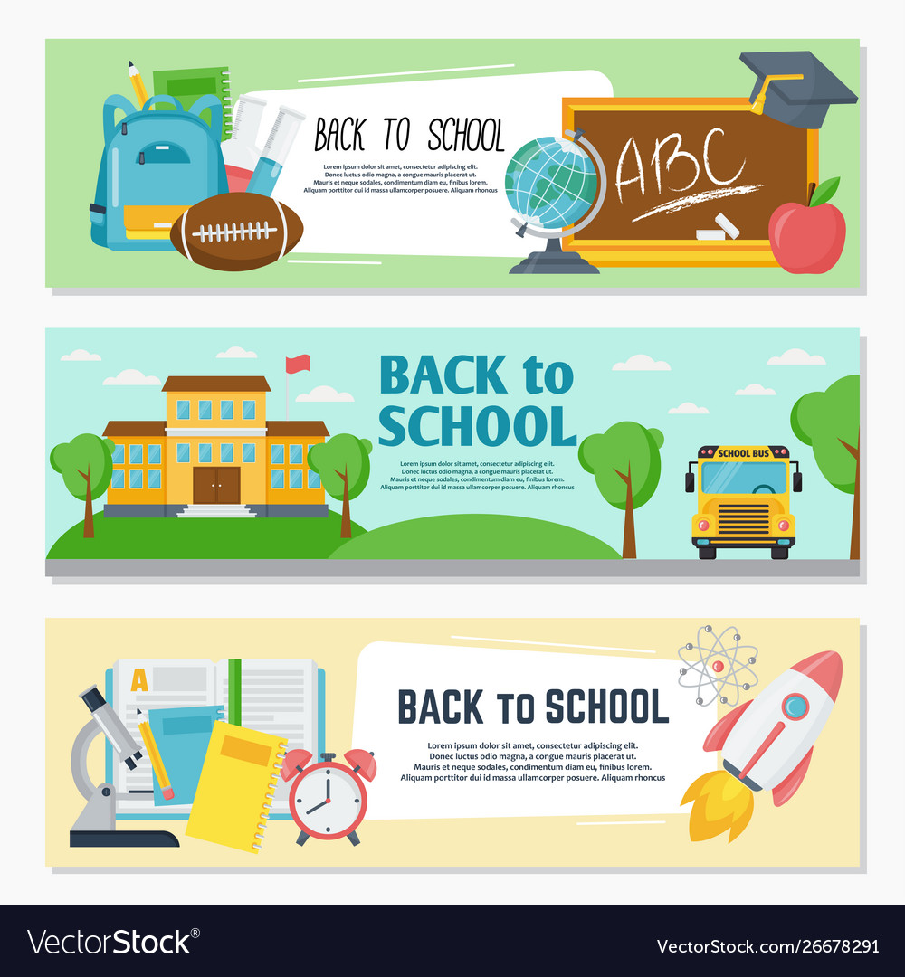 Back to school banner set classroom decor Vector Image