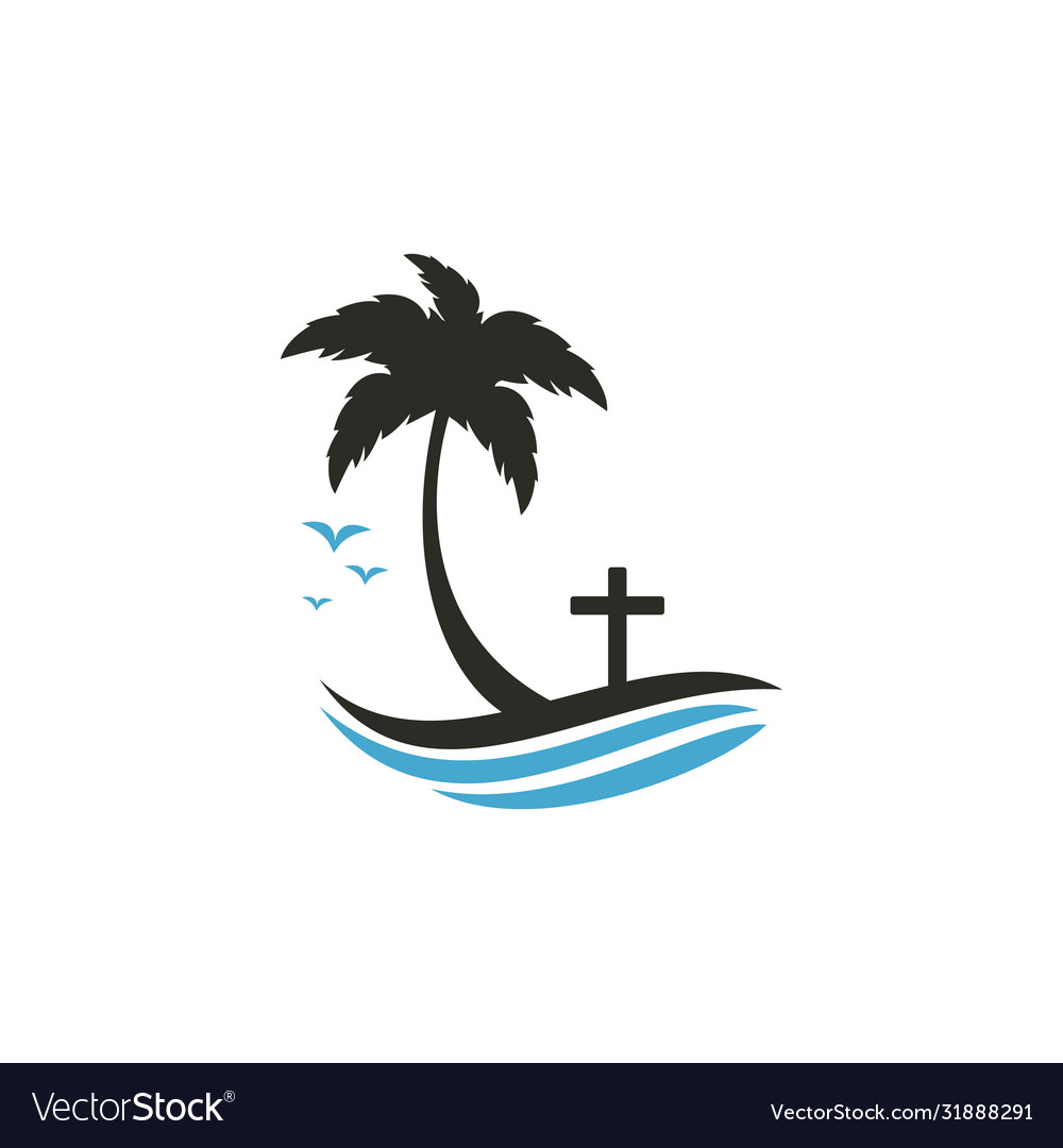 Beach church logo design Royalty Free Vector Image