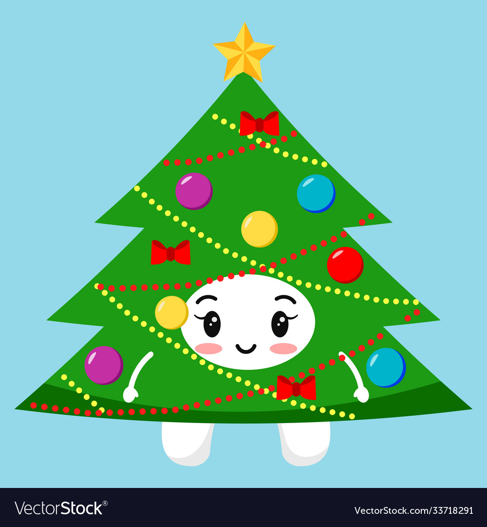 Cute tooth with christmas tree costume Royalty Free Vector Cute tooth with christmas tree costume Royalty Free Vector