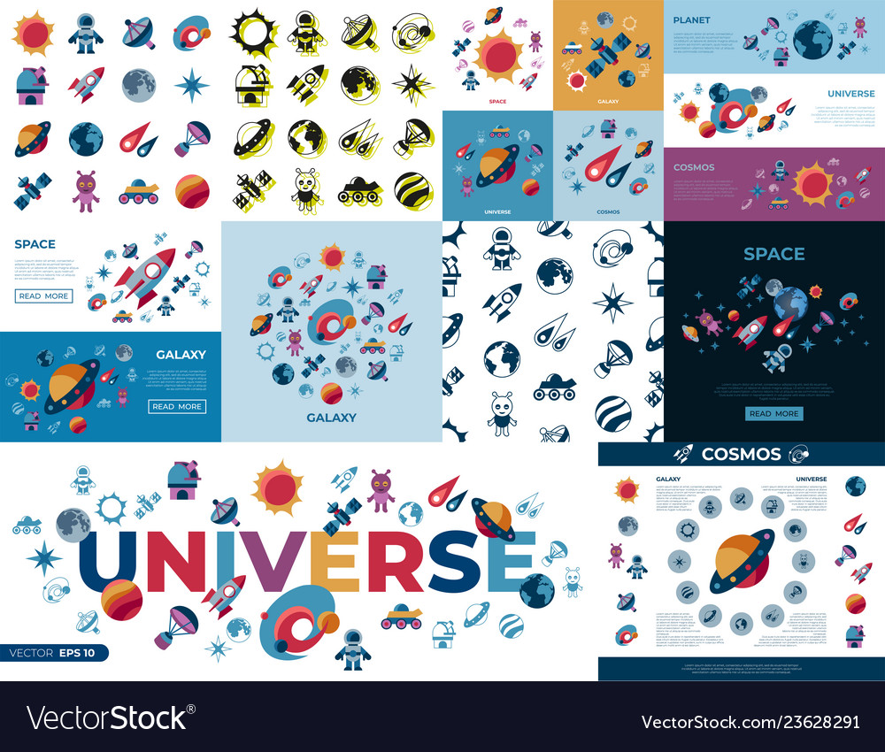 Digitale Raumgalaxie und Universumsikonen