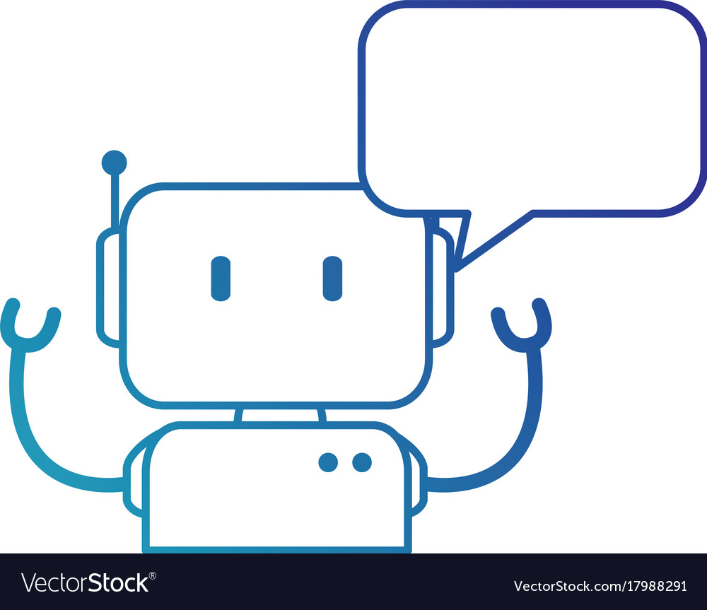 Electronic robot with speech bubble character