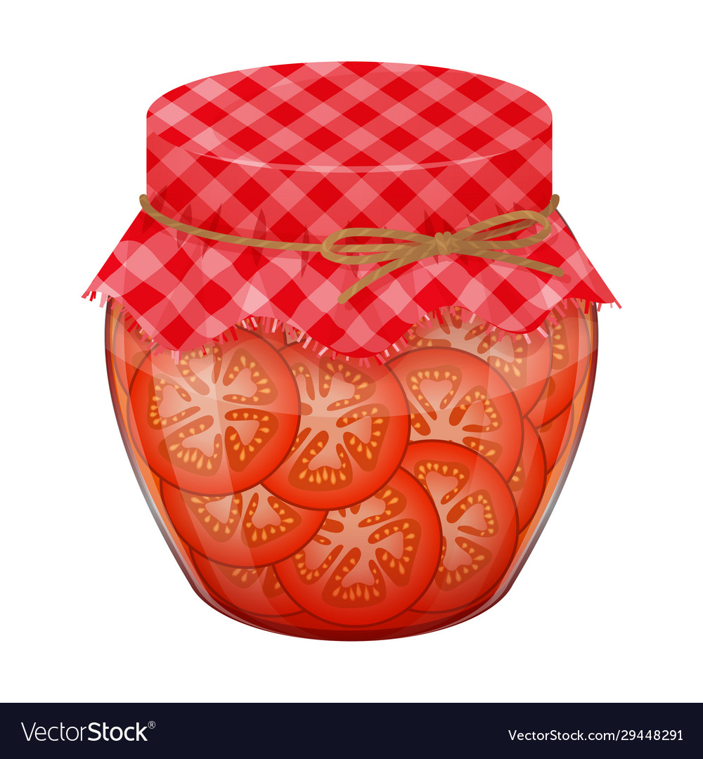 Glass jar with home made tomatoes realistic style