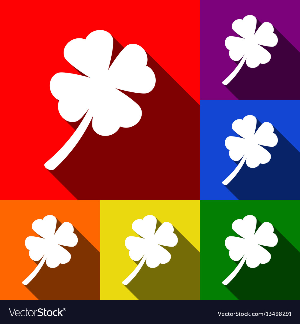 Leaf clover sign set of icons with flat