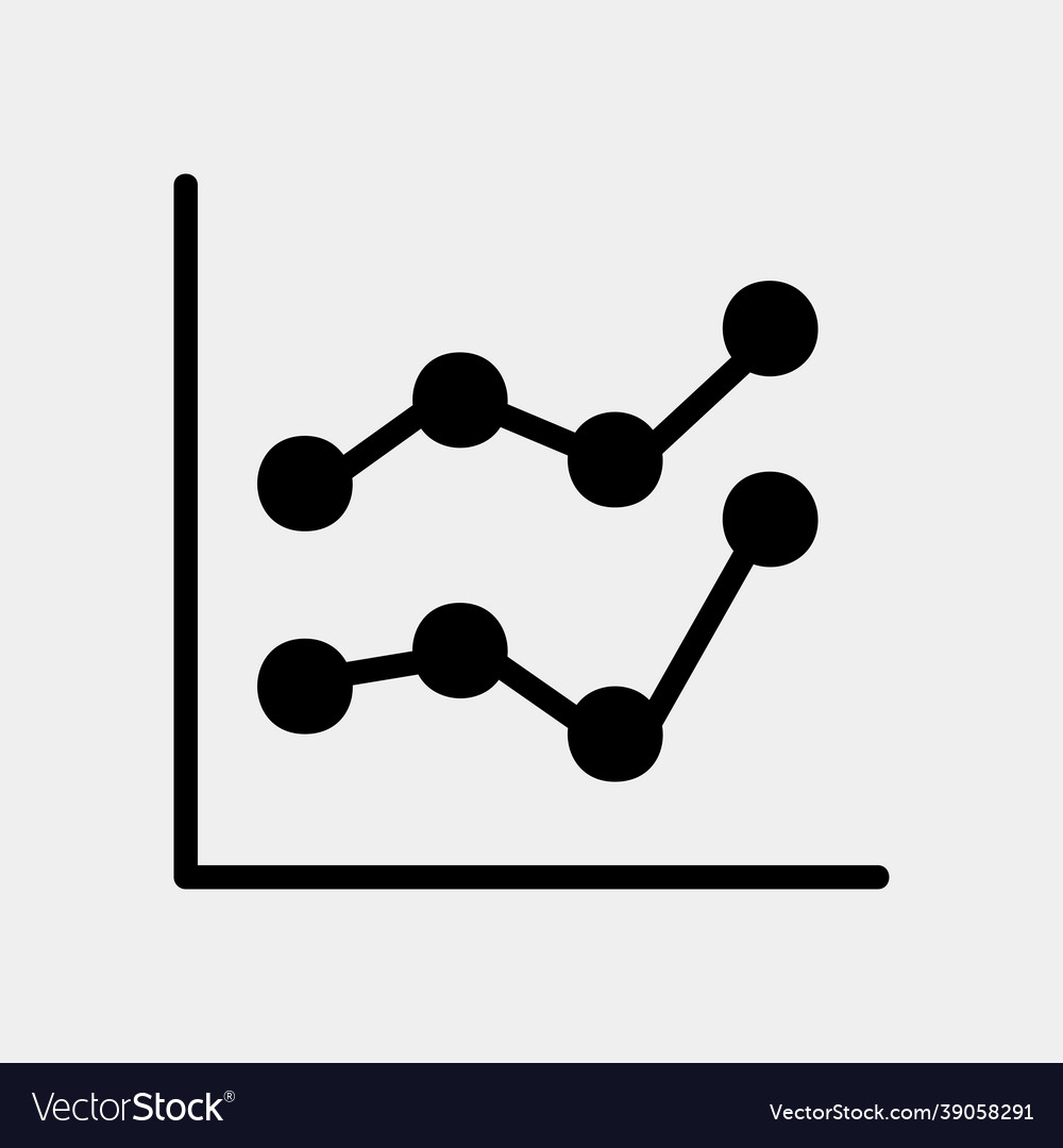 Line chart icon in solid style for any projects vector image Line chart icon in solid style for any projects