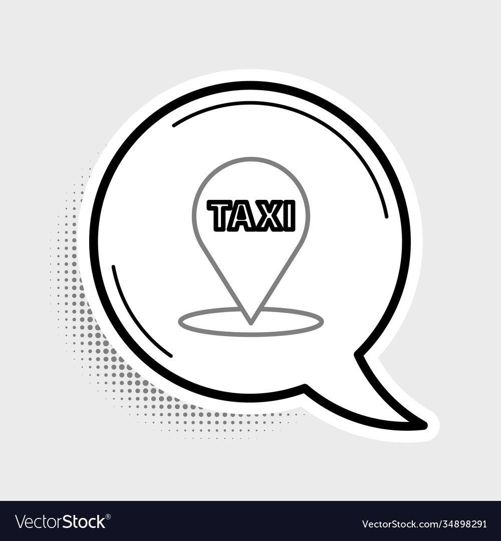 Line map pointer with taxi icon isolated on grey vector image Line map pointer with taxi icon isolated on grey