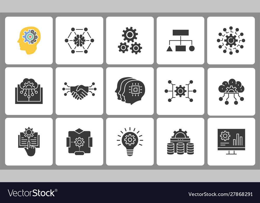 Machine Learning Icon Set Isolated Royalty Free Vector Image