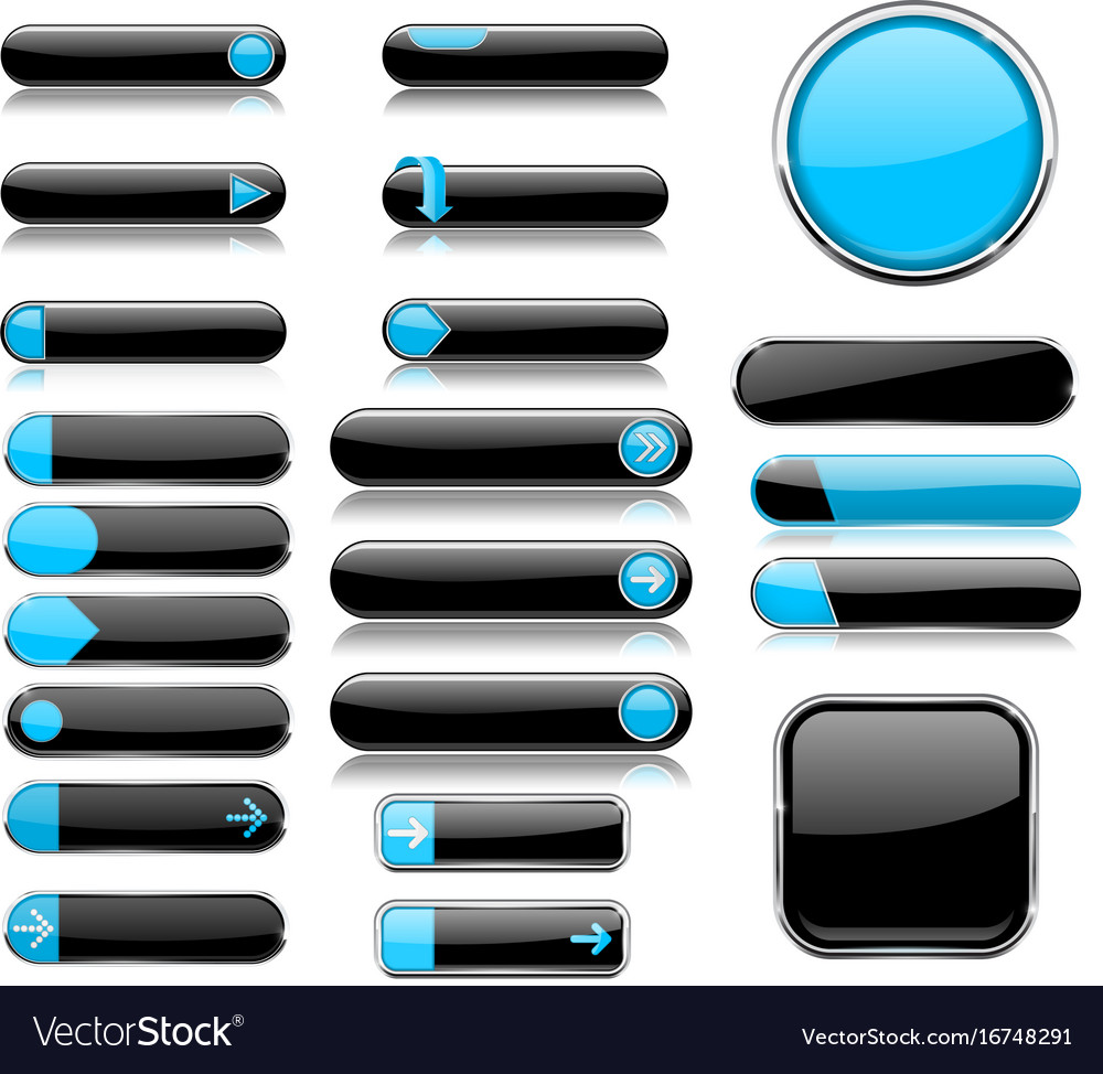 Modern Blue and Black Menu Buttons