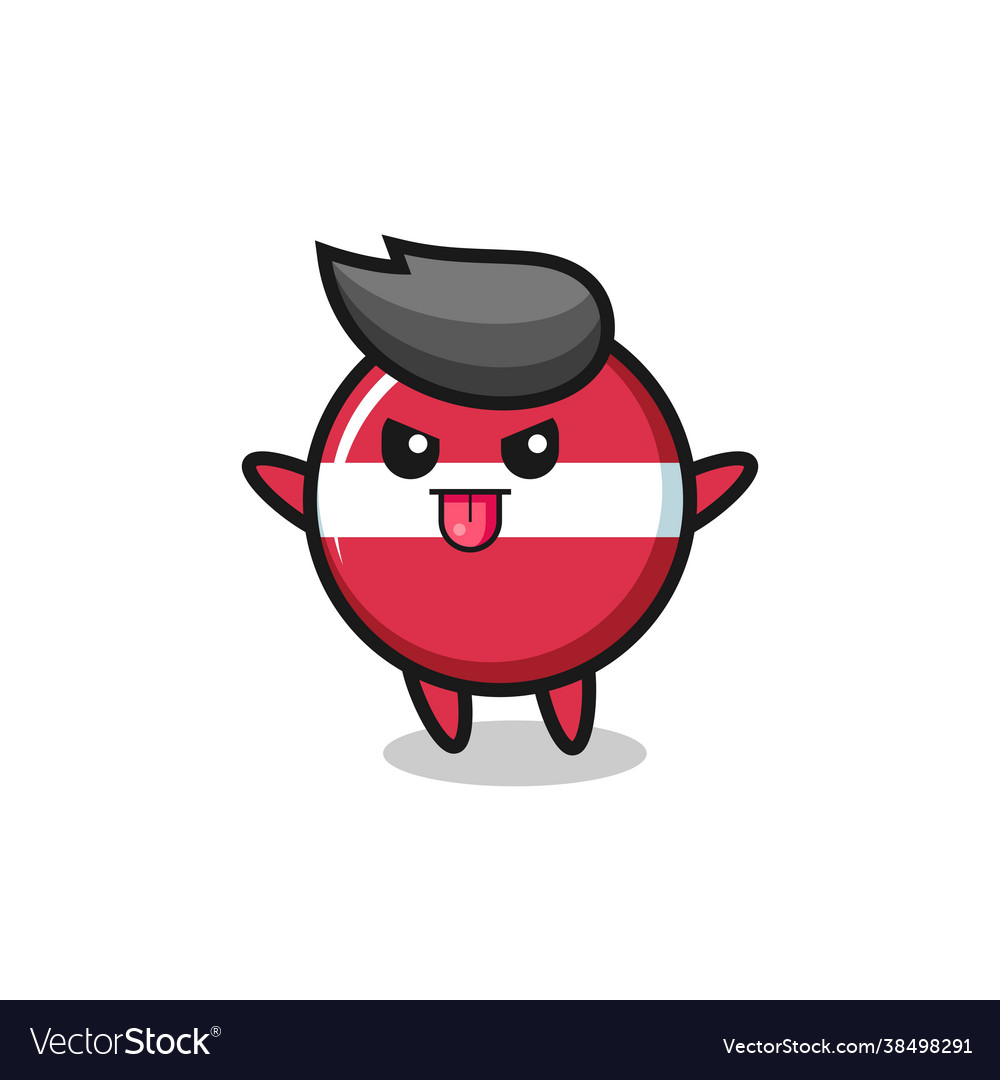 Naughty latvia flag badge character in mocking