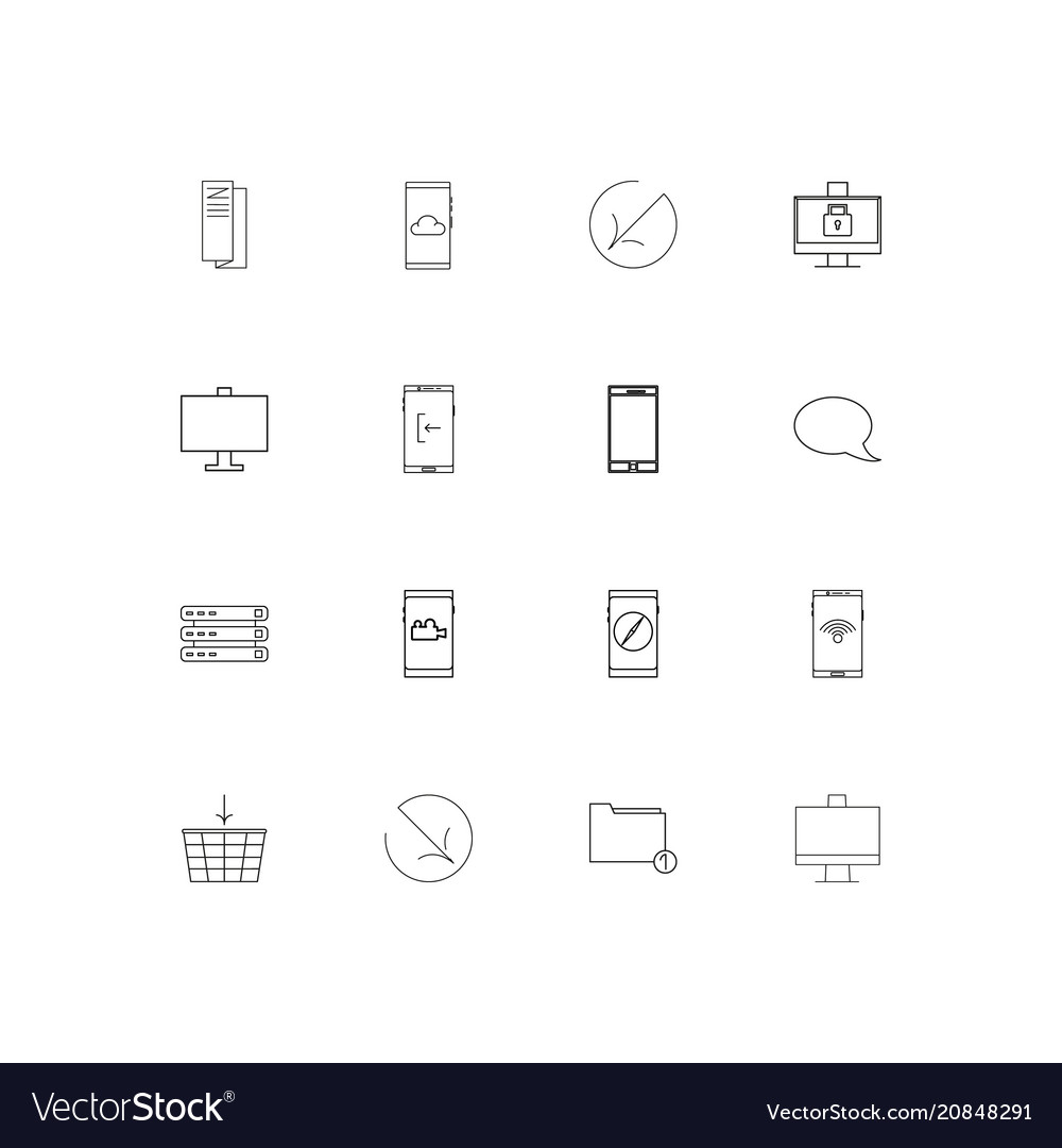 Network and database linear thin icons set