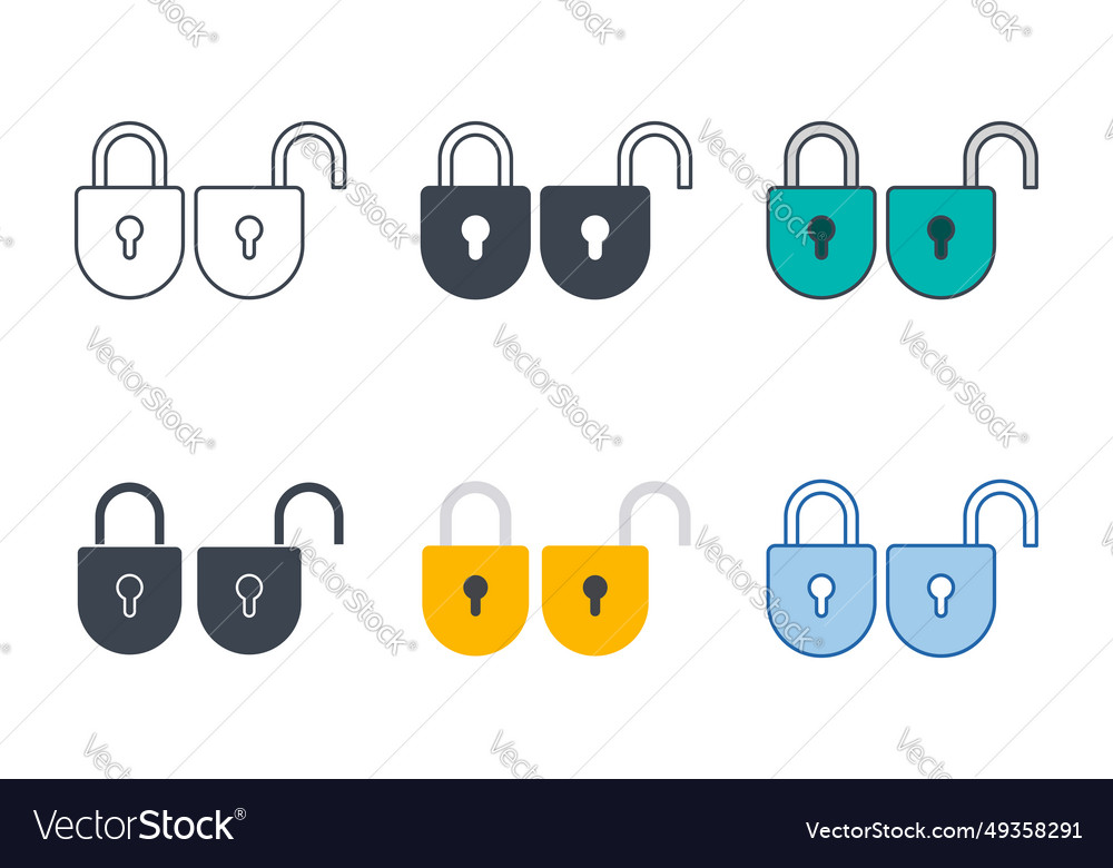 Padlock icon collection with different styles Vector Image Padlock icon collection with different styles