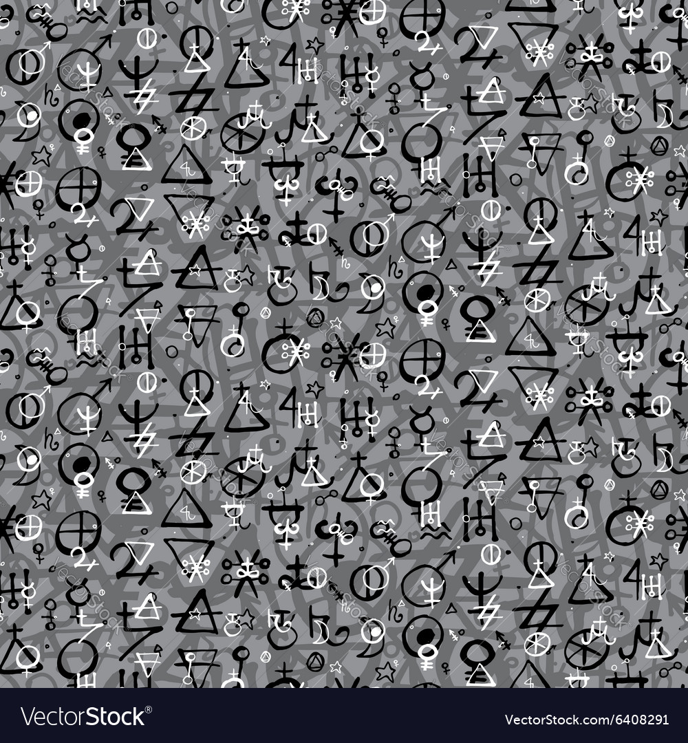 Pattern with alchemy symbols