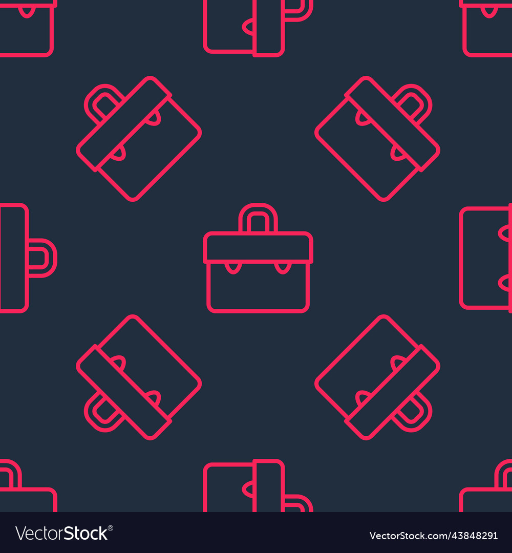 Red line briefcase icon isolated seamless pattern vector image Red line briefcase icon isolated seamless pattern
