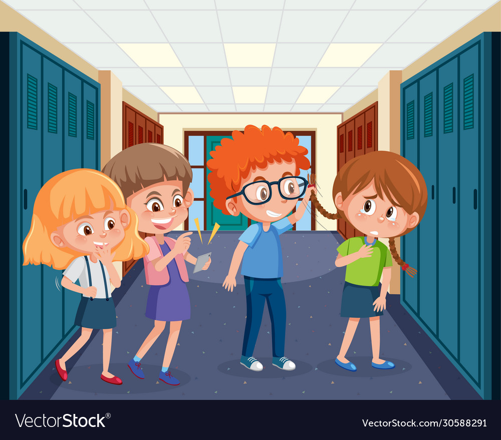 Scene with kid bullying their friend at school Vector Image