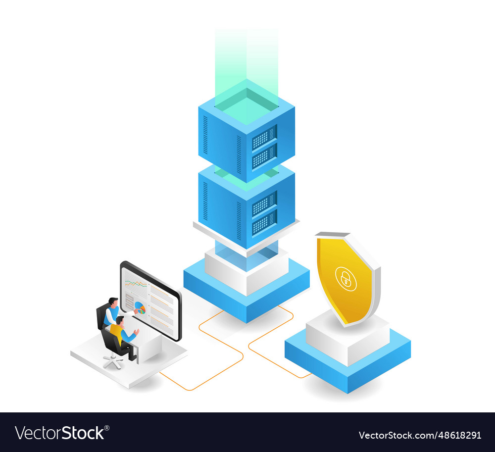 Server-Sicherheitsdatennetzanalyse-Operator vector image Server-Sicherheitsdatennetzanalyse-Operator