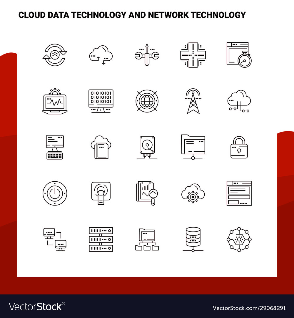 Set cloud data technology and network vector image Set cloud data technology and network