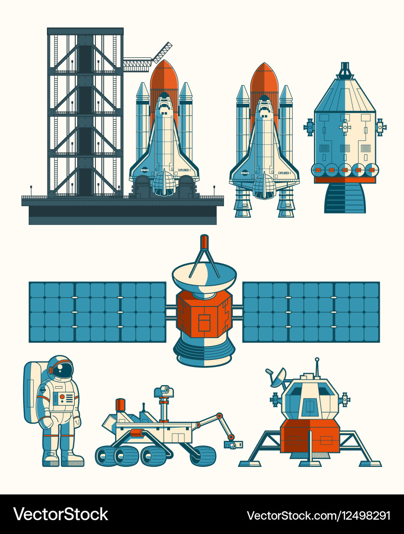 Set flat on the space theme Royalty Free Vector Image